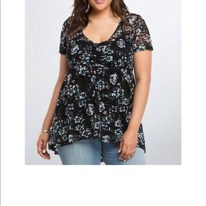 Torrid Black Floral Top